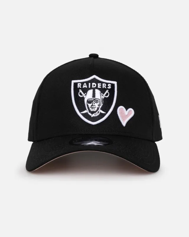 New Era Las Vegas Raiders 'Pink Satin Hearts' 9FORTY A-Frame Snapback Black/White sold by Culture Kings