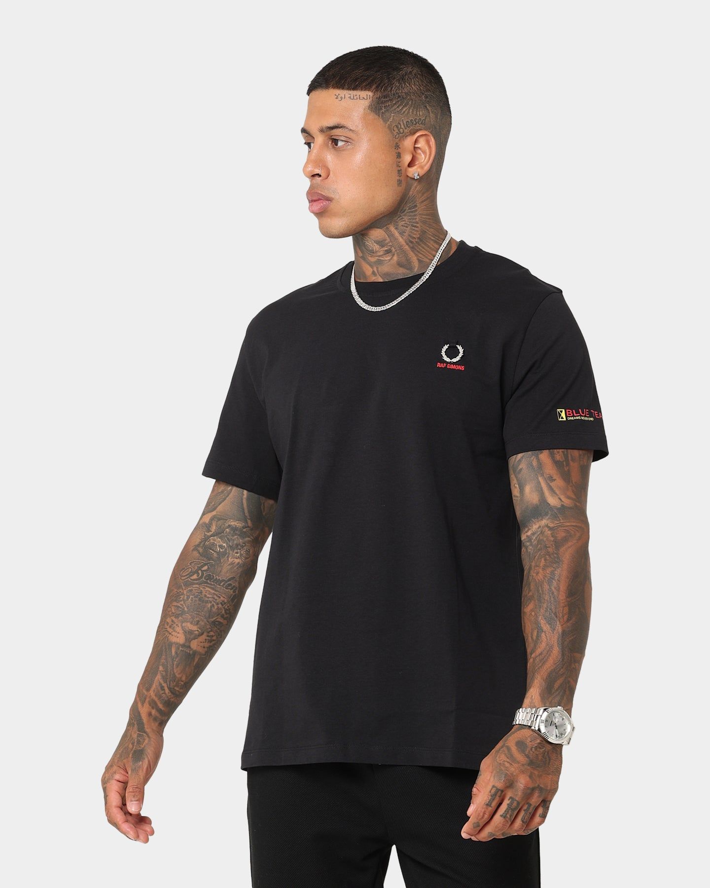 Fred Perry X Raf Simons Printed Sleeve T-Shirt Black sold by Culture Kings