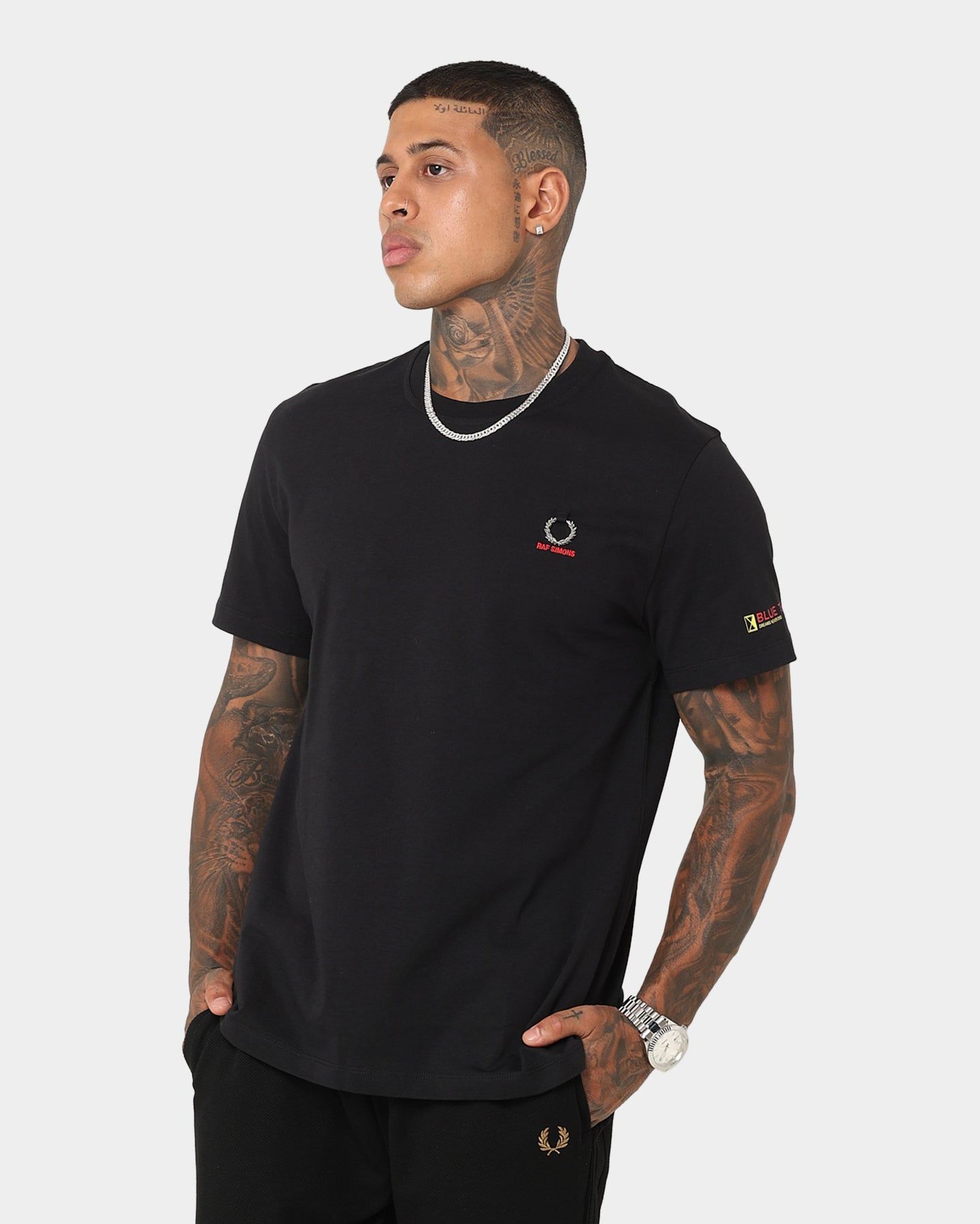 Fred Perry X Raf Simons Printed Sleeve T-Shirt Black sold by Culture Kings product image thumbnail 6