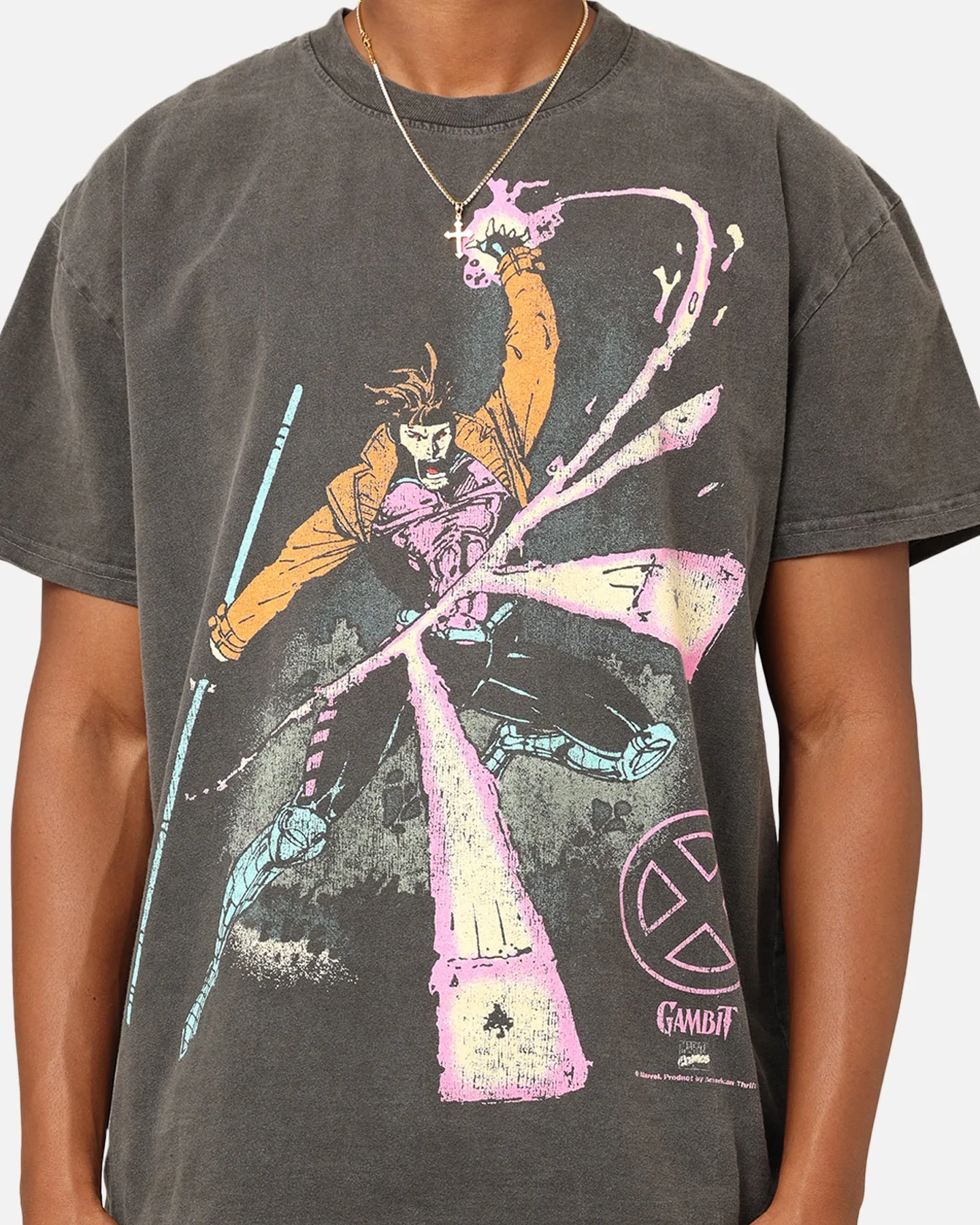 Marvel X-Men Gambit Heavyweight T-Shirt Black Wash | Parallel