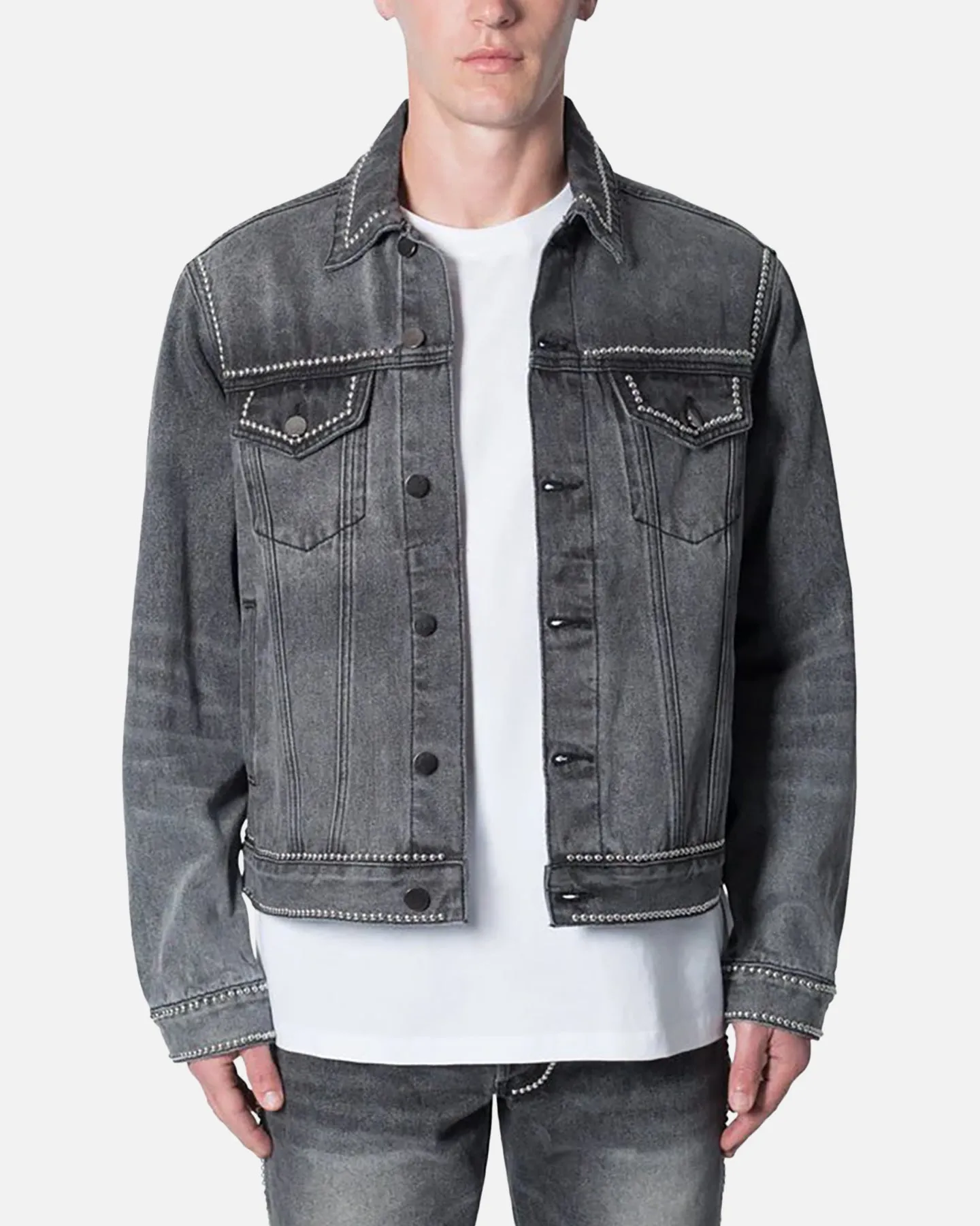 MNML Flat Studded Trucker Jacket Black sold by Culture Kings