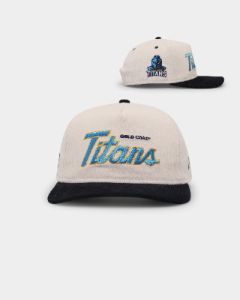 New Era Gold Coast Titans 'NRL Retro Script Corduroy' Golfer Snapback Chrome White sold by Culture Kings