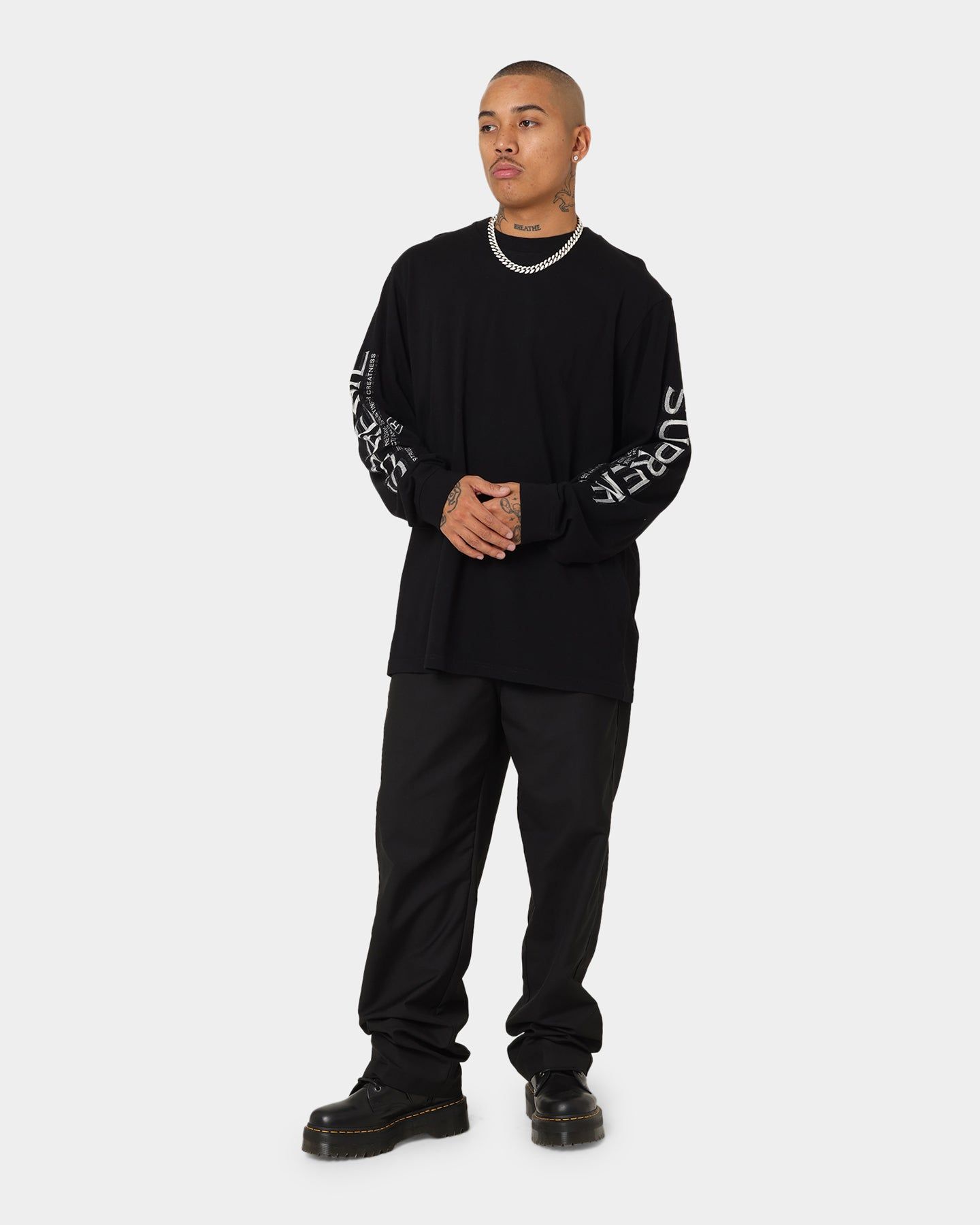 Supreme Intarsia Sleeve Long Sleeve T-Shirt Black sold by Culture Kings product image thumbnail 2