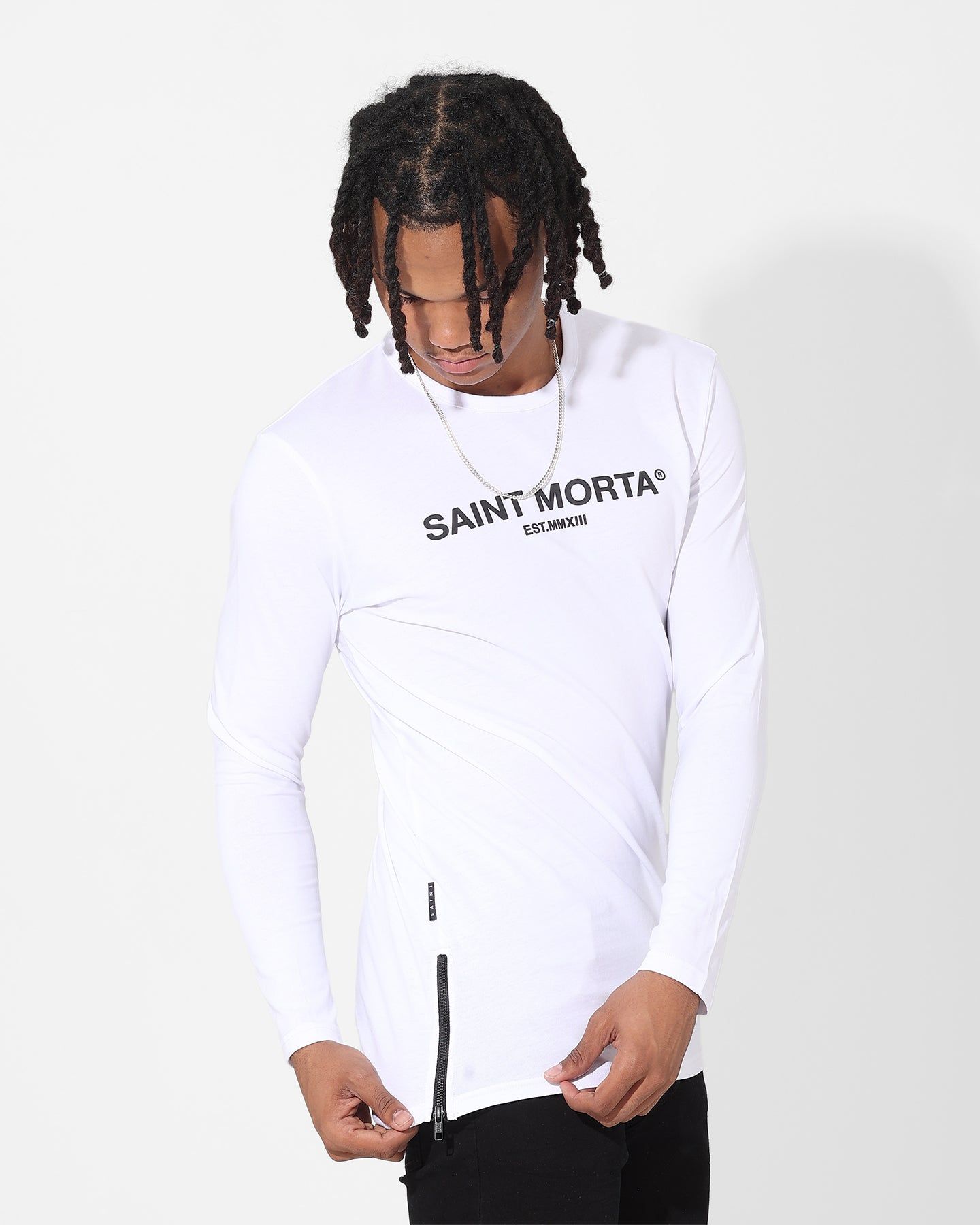 Saint Morta Drop Tail Long Sleeve T-Shirt White sold by Culture Kings product image thumbnail 5