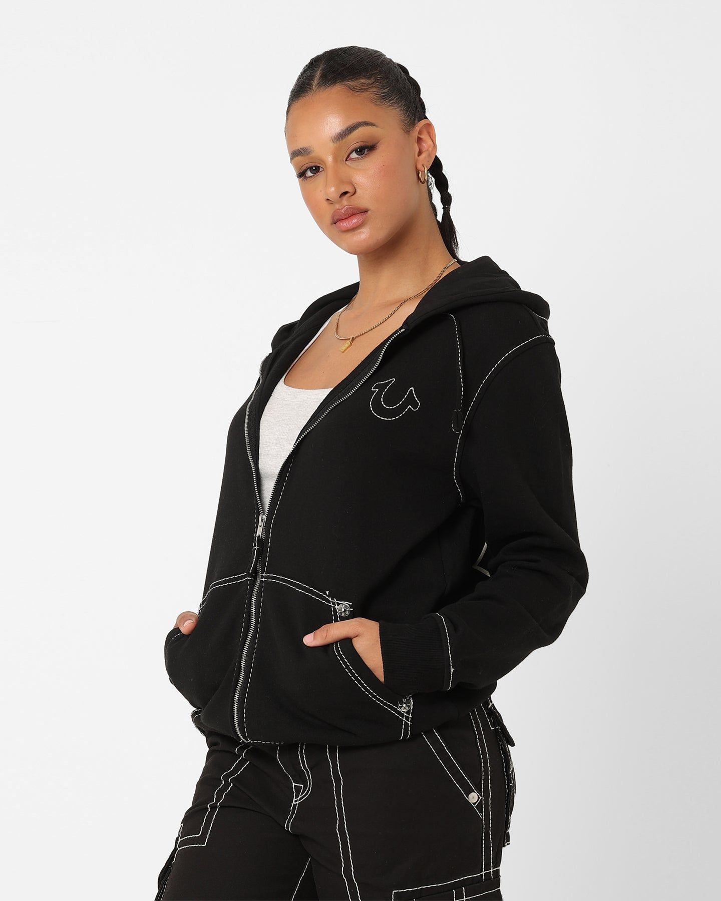 True Religion Big T Zip Thru Jacket Jet Black sold by Culture Kings