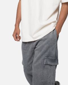 MNML Washed Relaxed Cargo Sweatpants Black sold by Culture Kings