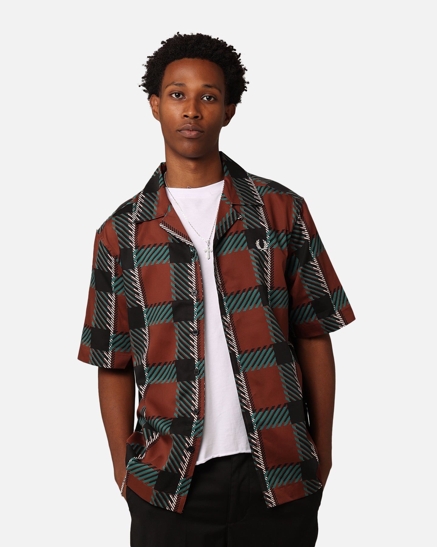 Fred Perry Glitch Tartan Revere Collared Shirt Whisky Brown sold by Culture Kings