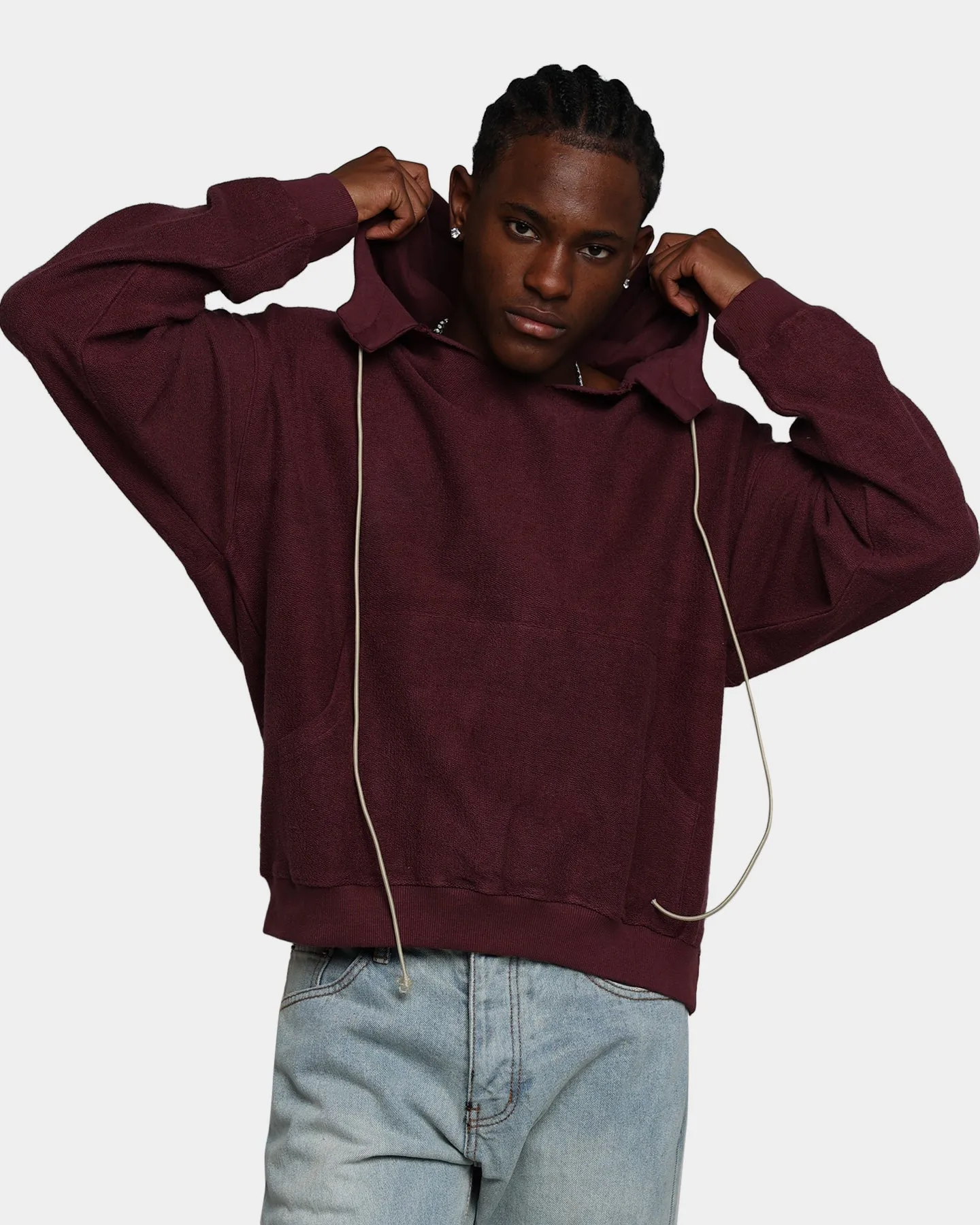 MNML Extended Drawcord Hoodie Burgundy sold by Culture Kings