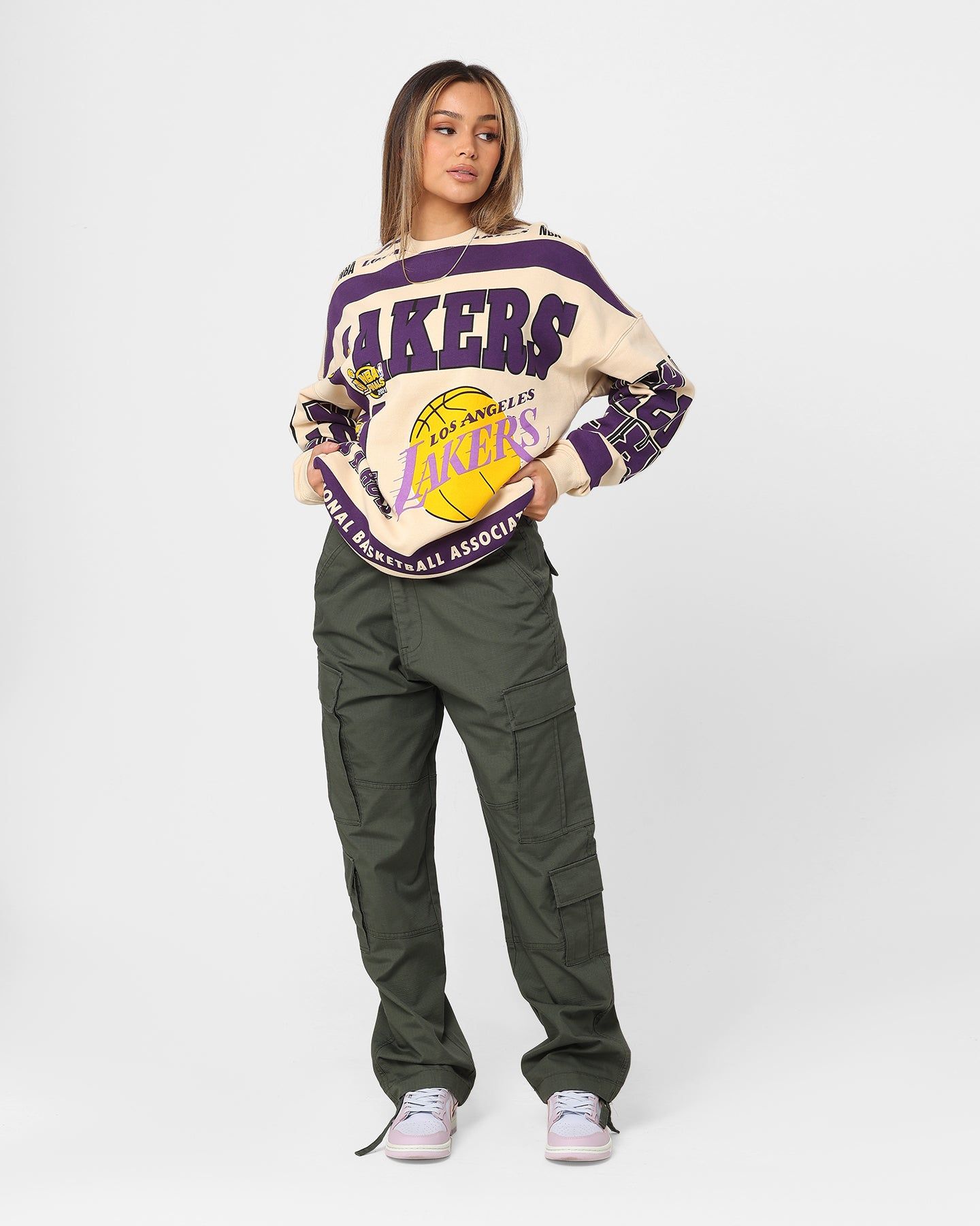 Mitchell & Ness Women's Los Angeles Lakers League Crewneck Stone/Purple sold by Culture Kings product image thumbnail 2
