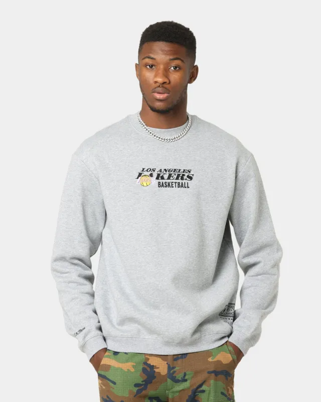 Mitchell & Ness Los Angeles Lakers Vintage Line Up Crewneck Grey Marle sold by Culture Kings