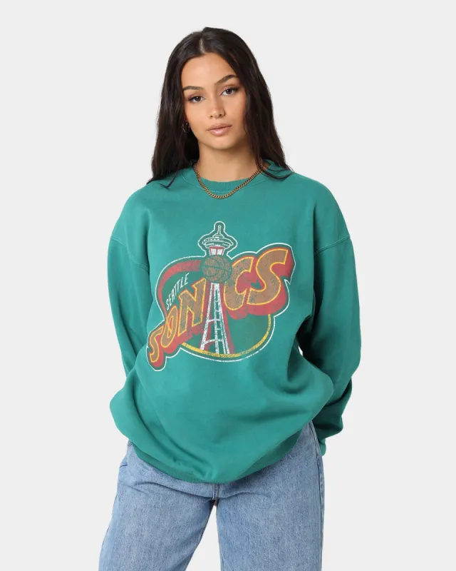 Mitchell & Ness Seattle Supersonics Vintage HWC Big LG Crewneck Faded Green sold by Culture Kings