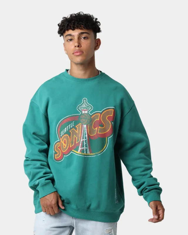 Mitchell & Ness Seattle Supersonics Vintage HWC Big LG Crewneck Faded Green sold by Culture Kings