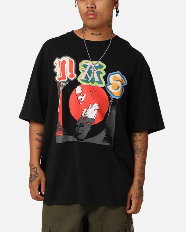 Nas Multicoloured Logo T-Shirt Washed Black sold by Culture Kings