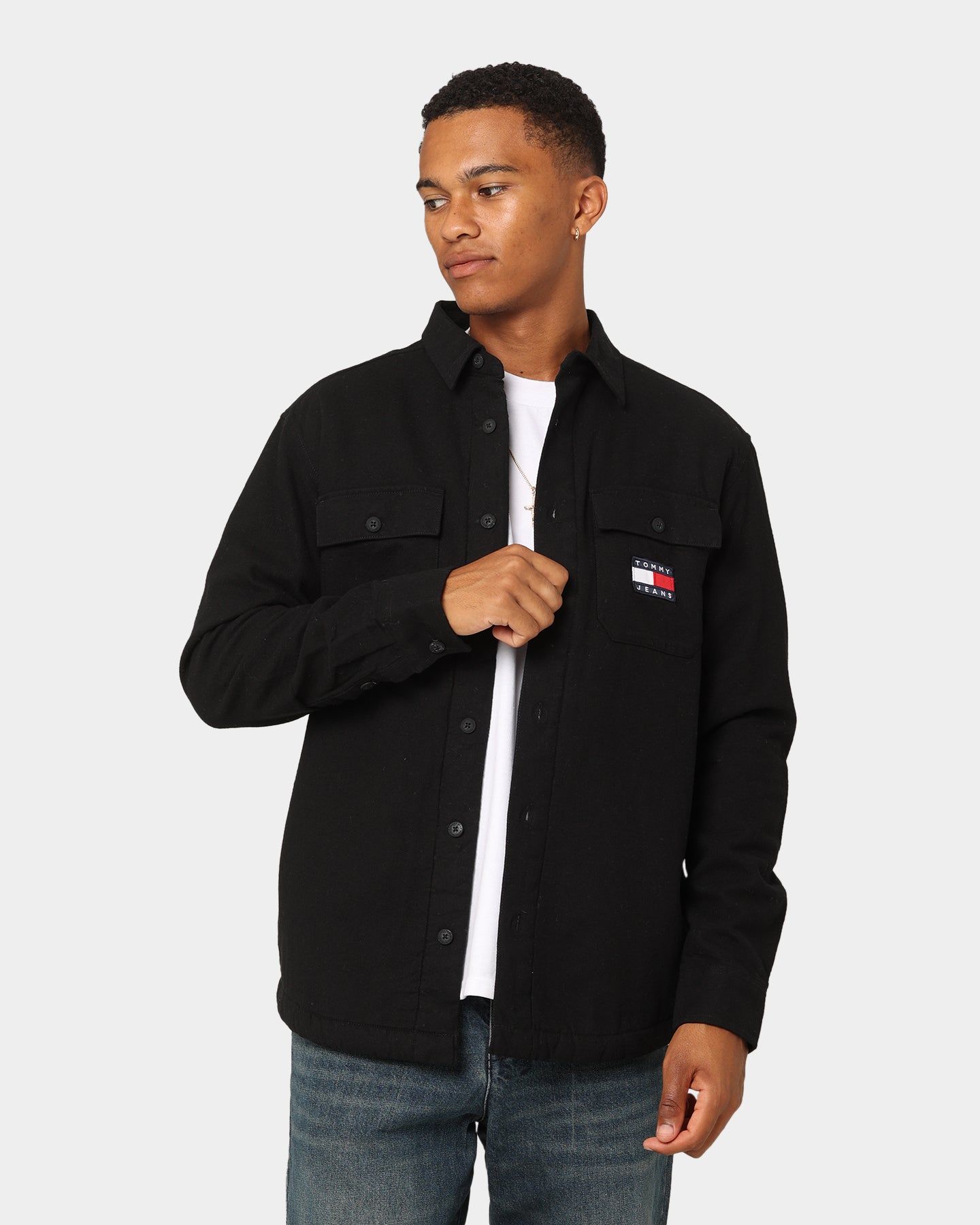Tommy Jeans TJM Sherpa Lined Overshirt Black sold by Culture Kings
