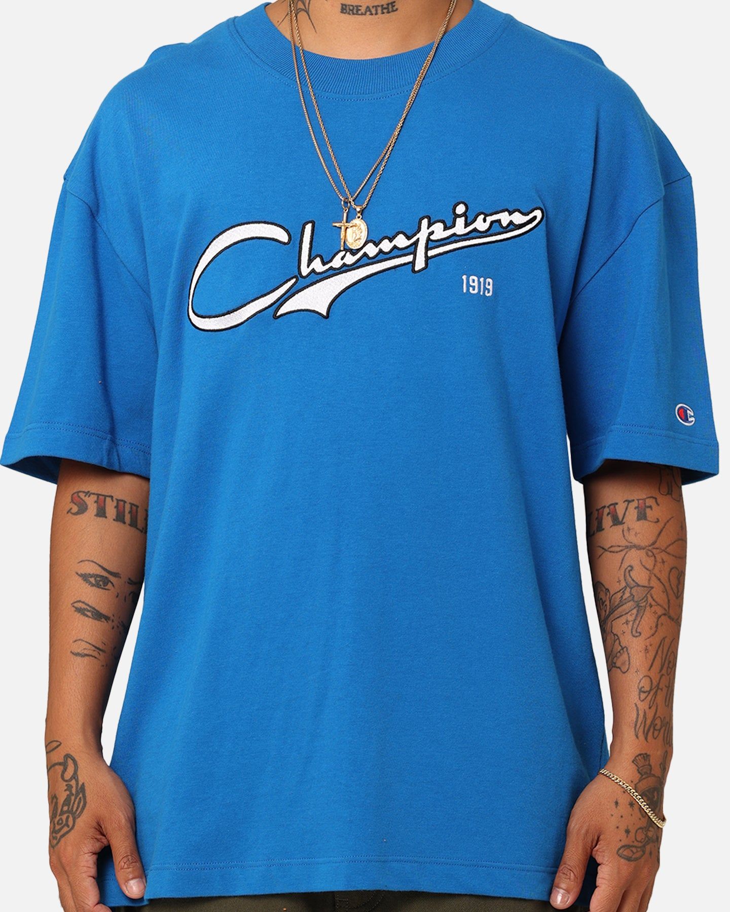 Champion Heritage Cursive Logo T-Shirt Pelican Do sold by Culture Kings product image thumbnail 3