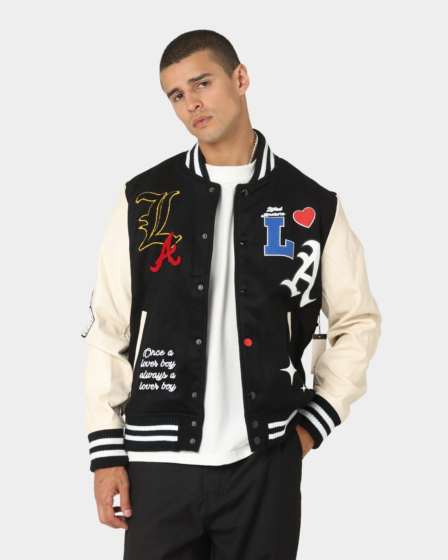 Lifted Anchors State Chenille Varsity Jacket Black sold by Culture Kings