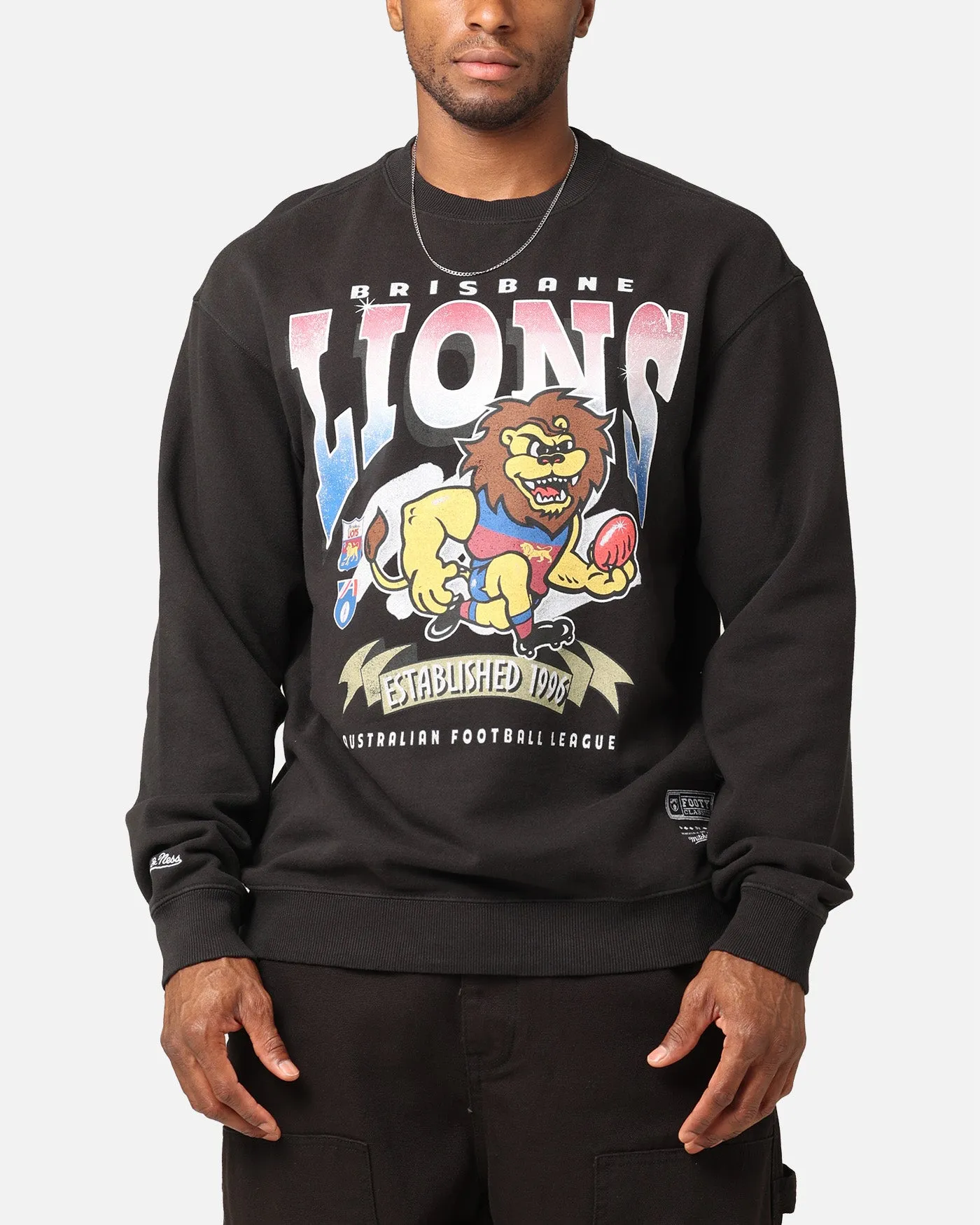 Mitchell & Ness Brisbane Lions Character Crewneck Faded Black sold by Culture Kings