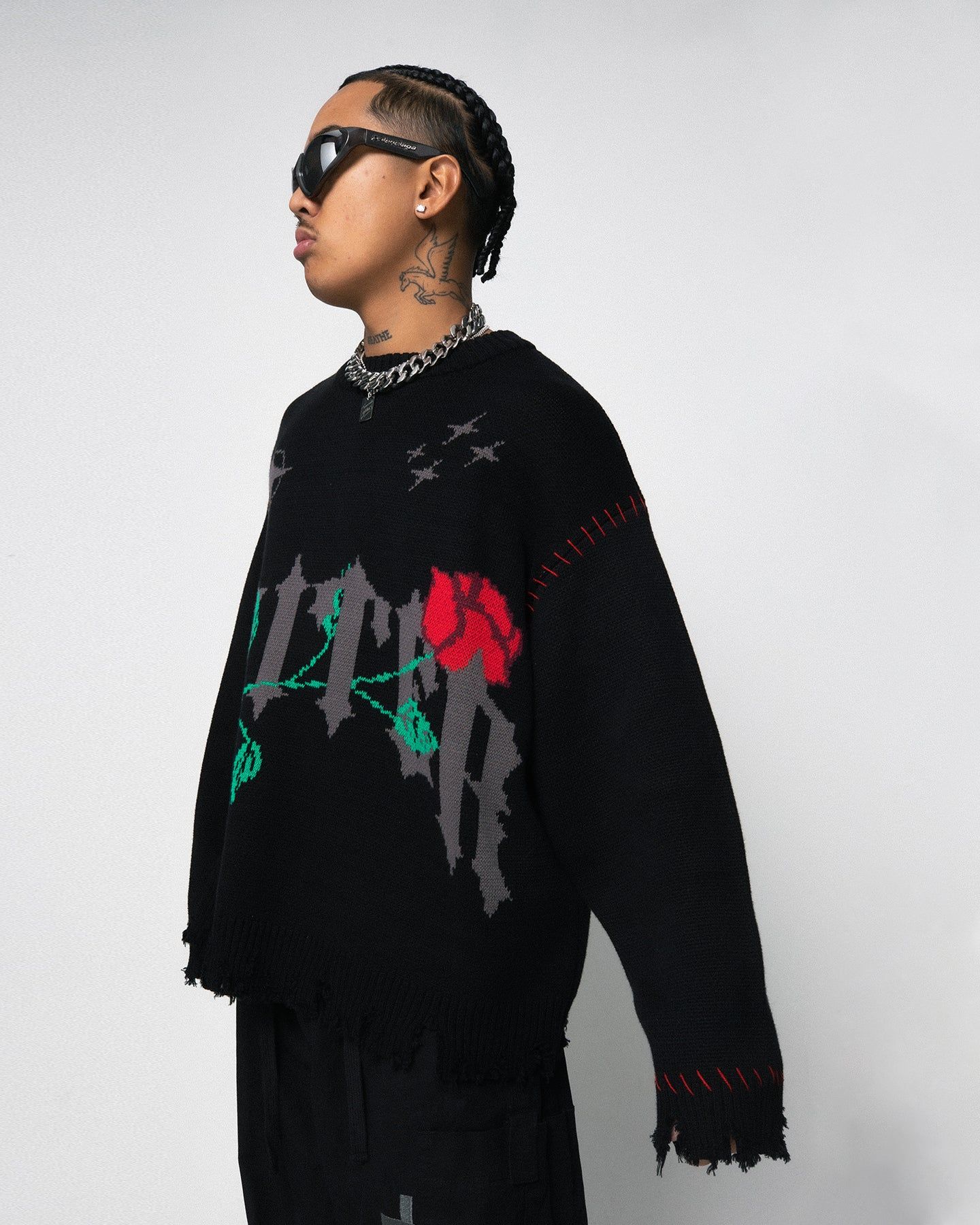 Loiter Fable Distressed Knit Sweater Black sold by Culture Kings product image thumbnail 5