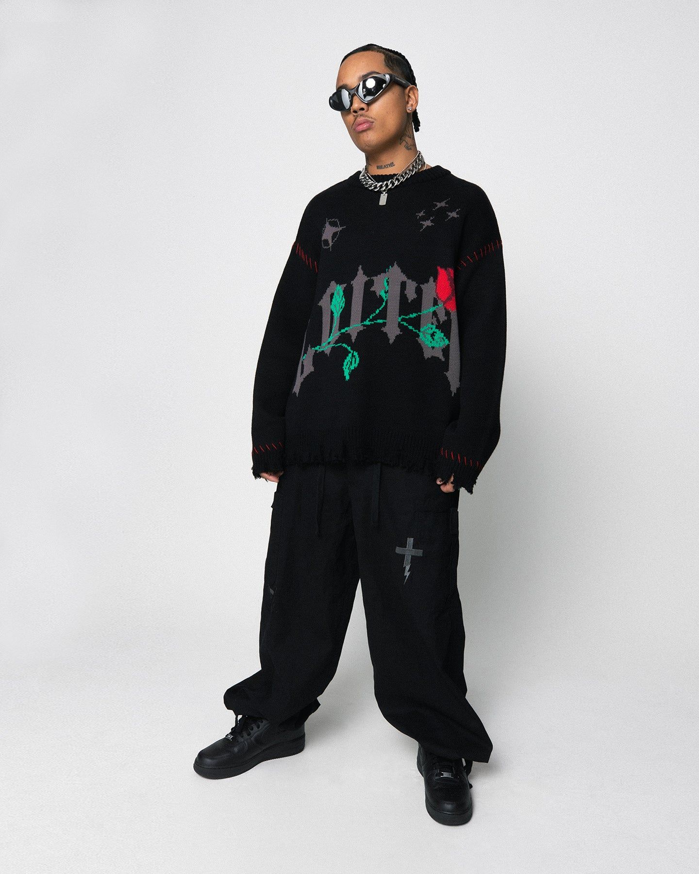 Loiter Fable Distressed Knit Sweater Black sold by Culture Kings product image thumbnail 2