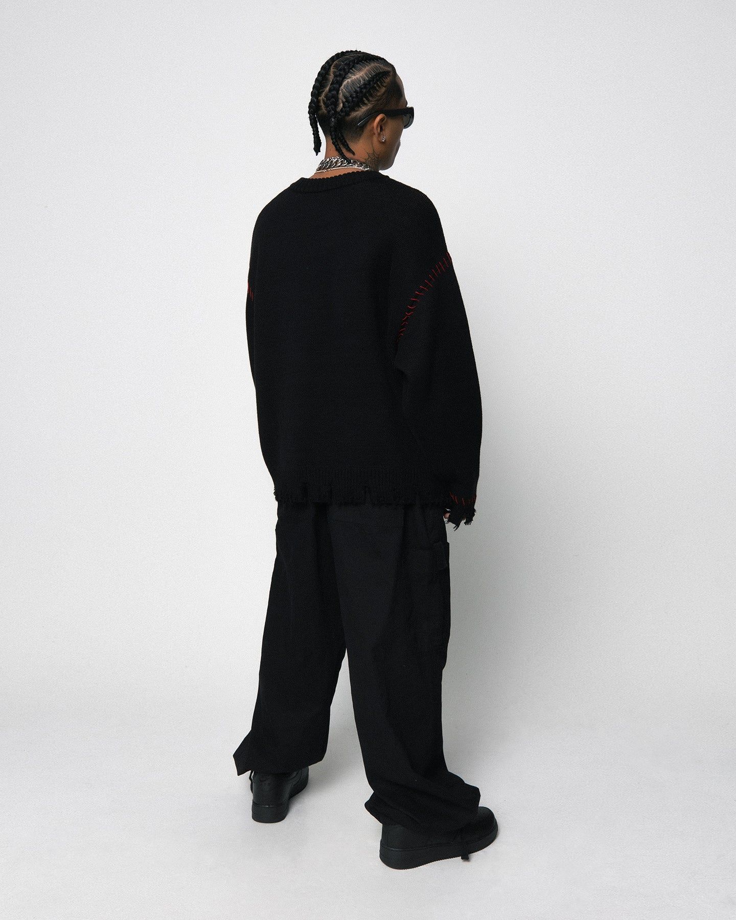 Loiter Fable Distressed Knit Sweater Black sold by Culture Kings product image thumbnail 3