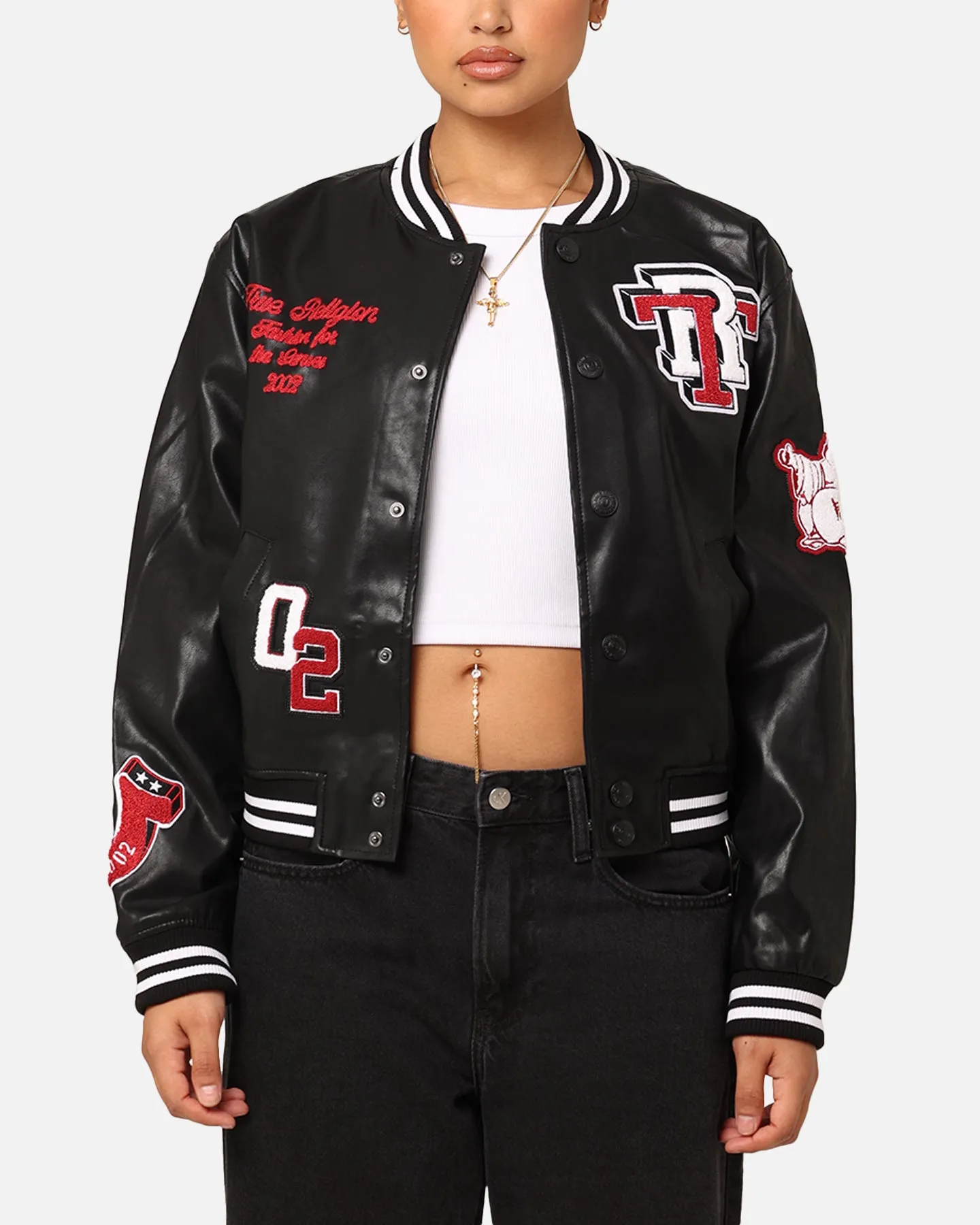 True Religion Women's True Varsity Jacket Black Wash sold by Culture Kings