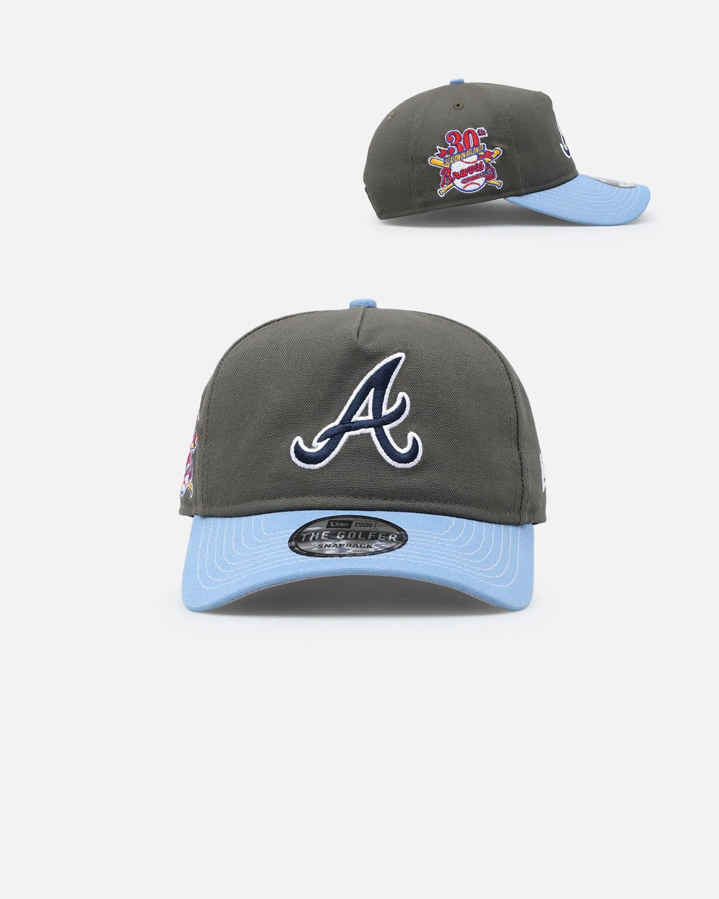New Era Atlanta Braves 'Contrast Visor' Pre-Curved Golfer Snapback Moss/Sky sold by Culture Kings