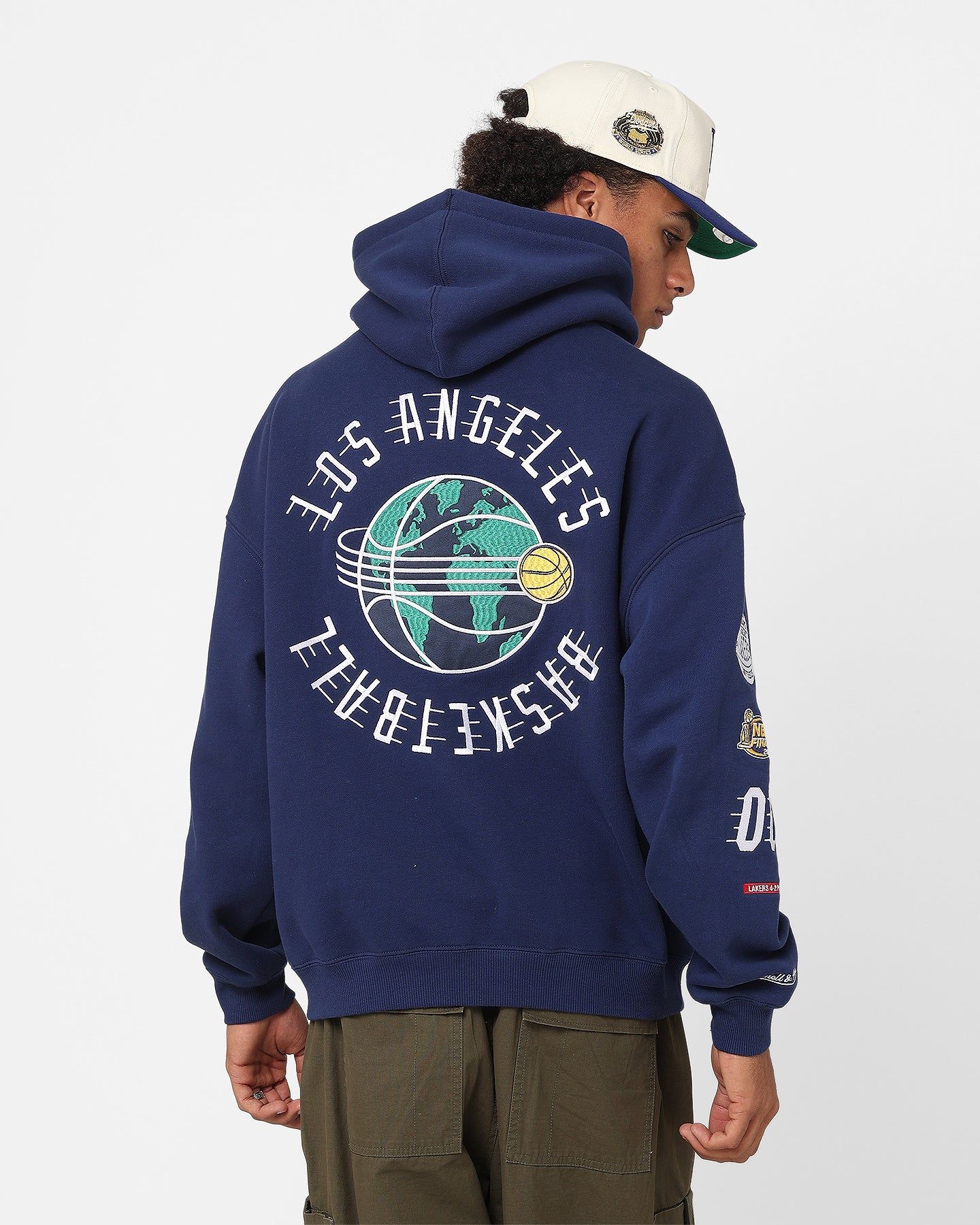 Mitchell & Ness Los Angeles Lakers Letterman Hoodie Midnight Navy sold by Culture Kings