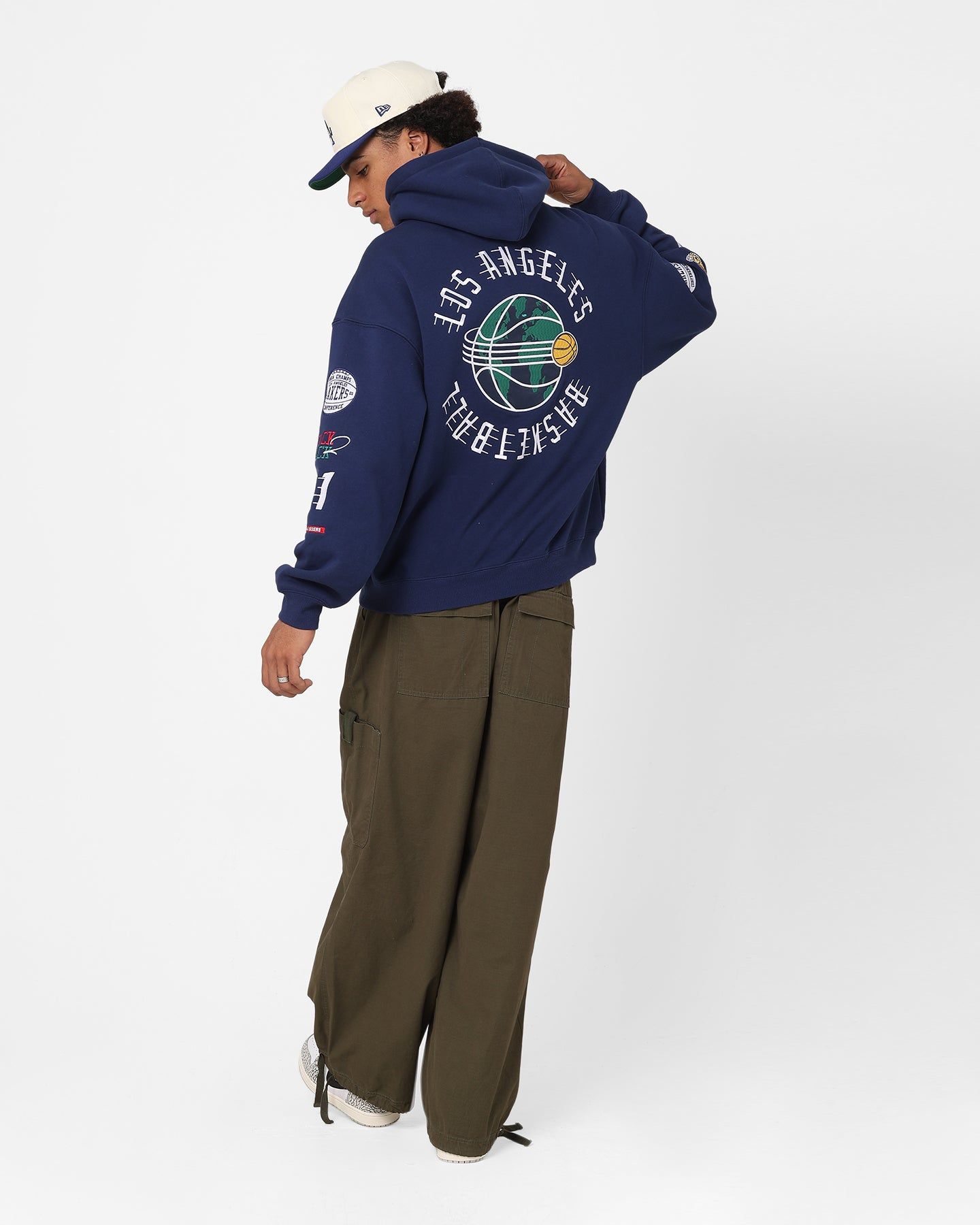 Mitchell & Ness Los Angeles Lakers Letterman Hoodie Midnight Navy sold by Culture Kings product image thumbnail 3
