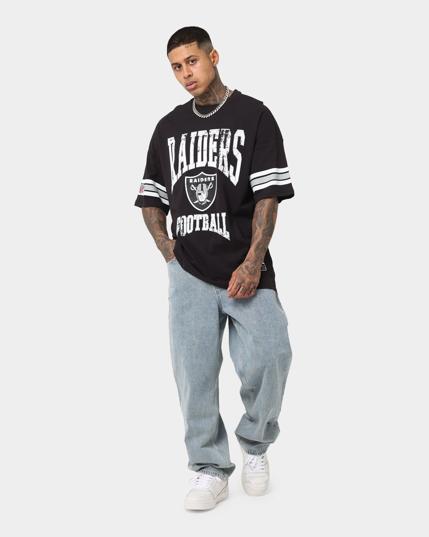 Majestic Athletic Las Vegas Raiders Sport Stripe Oversized Vintage T-Shirt Faded Black sold by Culture Kings product image thumbnail 2