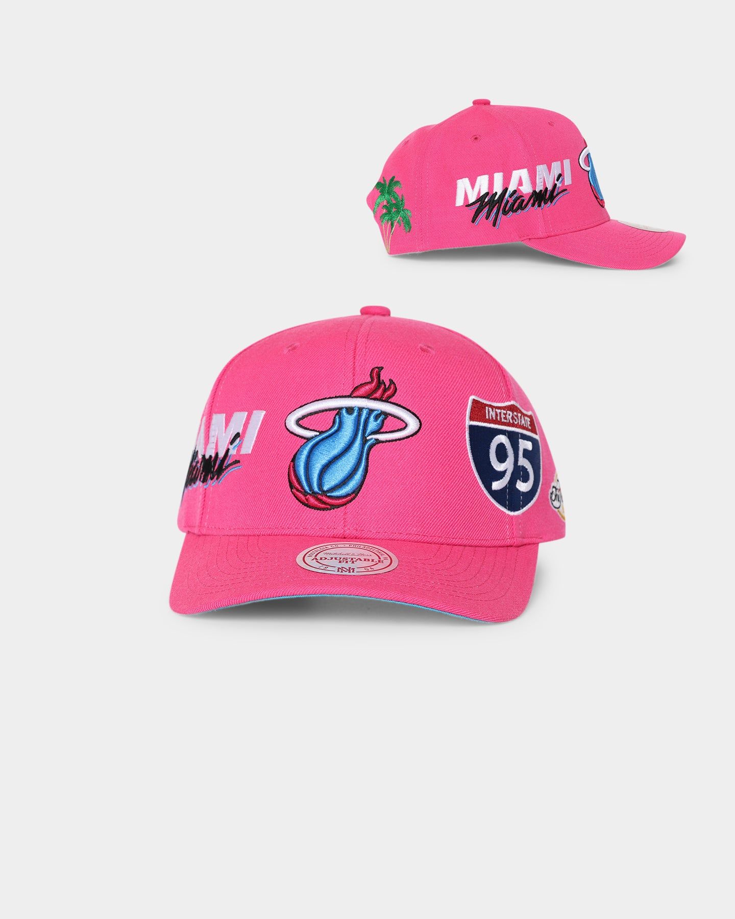 Mitchell & Ness Miami Heat 'Highway' Pro Crown Snapback Pink sold by Culture Kings
