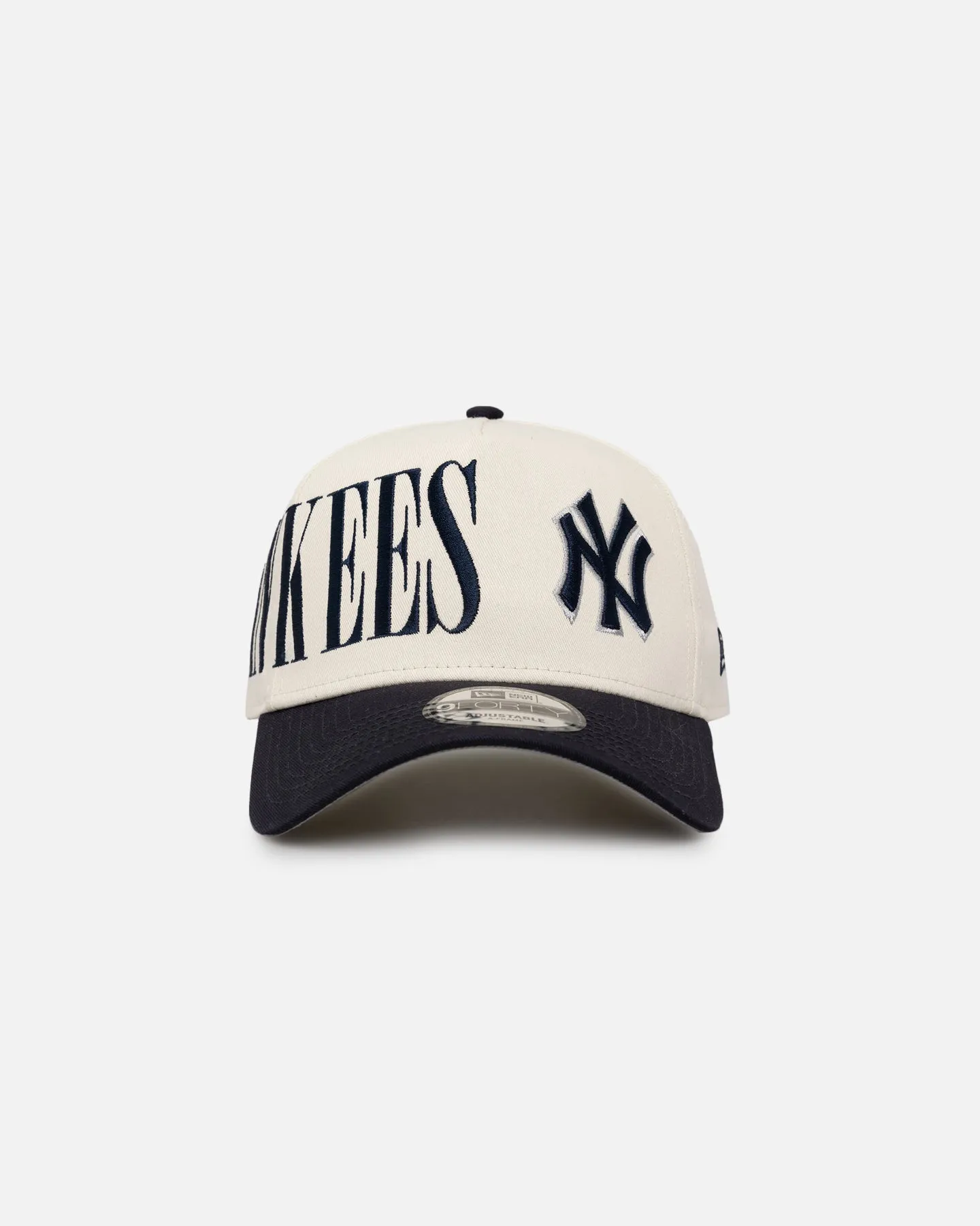 New Era New York Yankees 'Tall Text' 9FORTY A-Frame Snapback Chrome White/OTC sold by Culture Kings