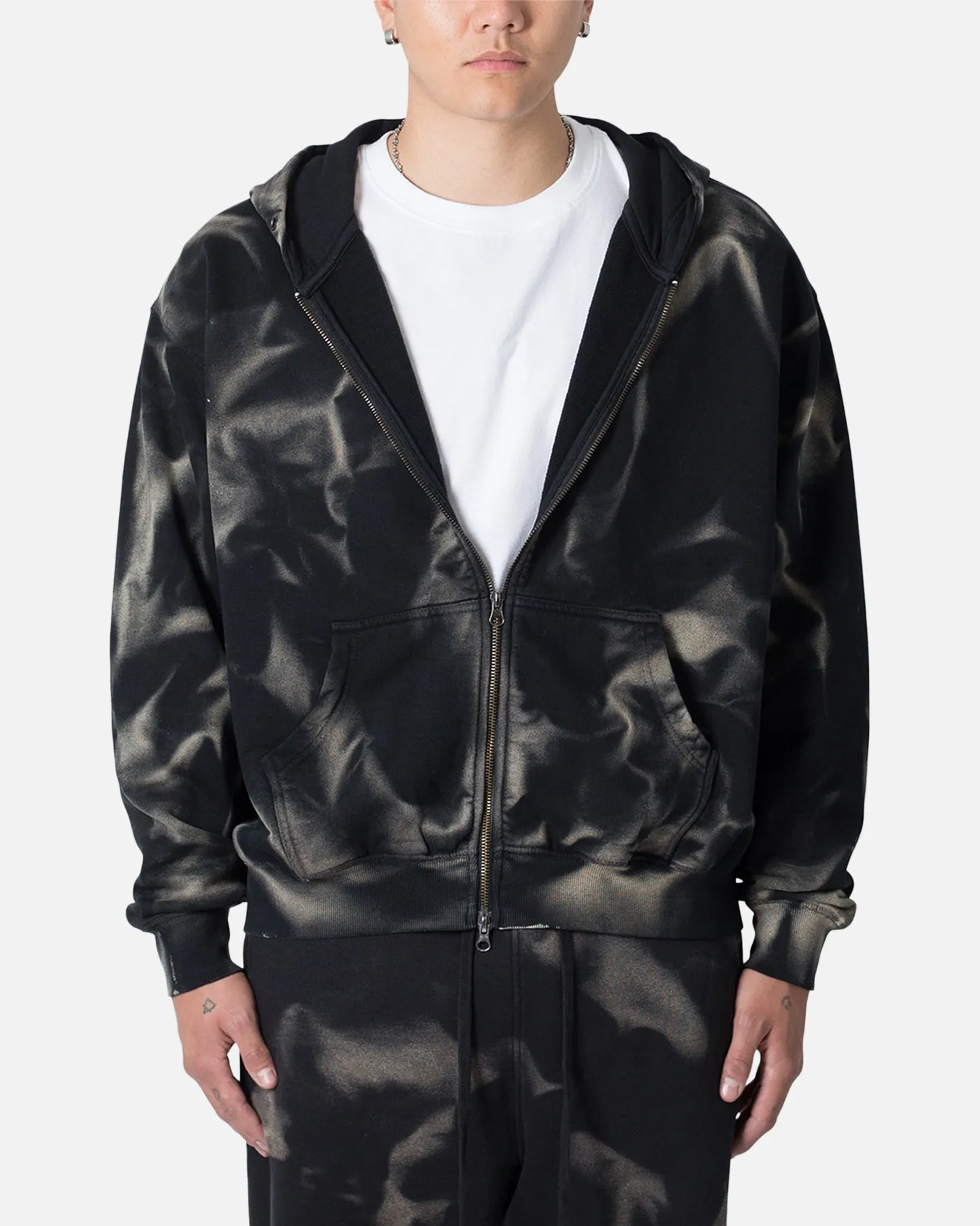 MNML Sun Burned Zip Up Hoodie Washed Black sold by Culture Kings