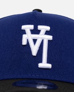 New Era Los Angeles Dodgers 'Upside Down LA Logo' 9FORTY A-Frame Snapback Dark Royal/Black sold by Culture Kings