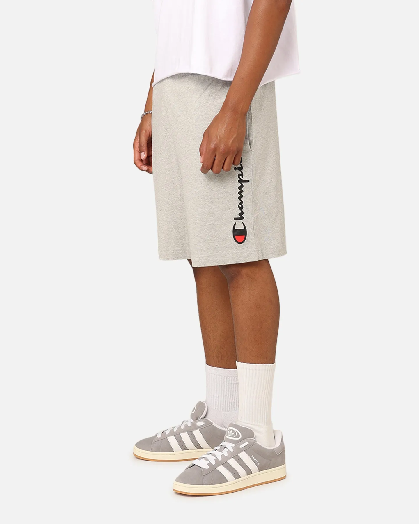Champion Script Jersey Shorts Oxford Heather sold by Culture Kings