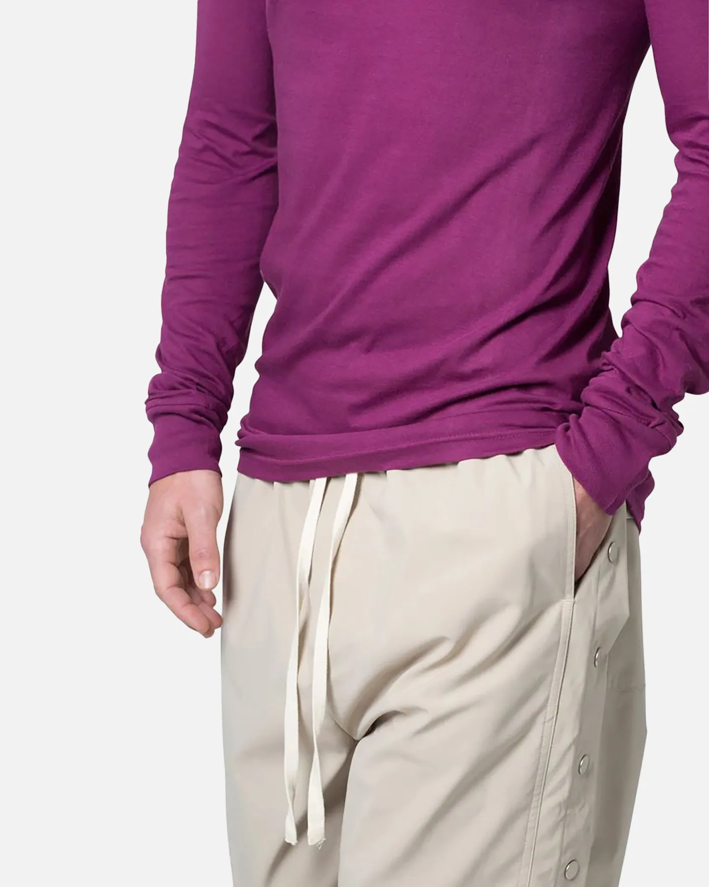 MNML Sheer Knit Jersey Long Sleeve T-Shirt Magenta sold by Culture Kings product image thumbnail 5