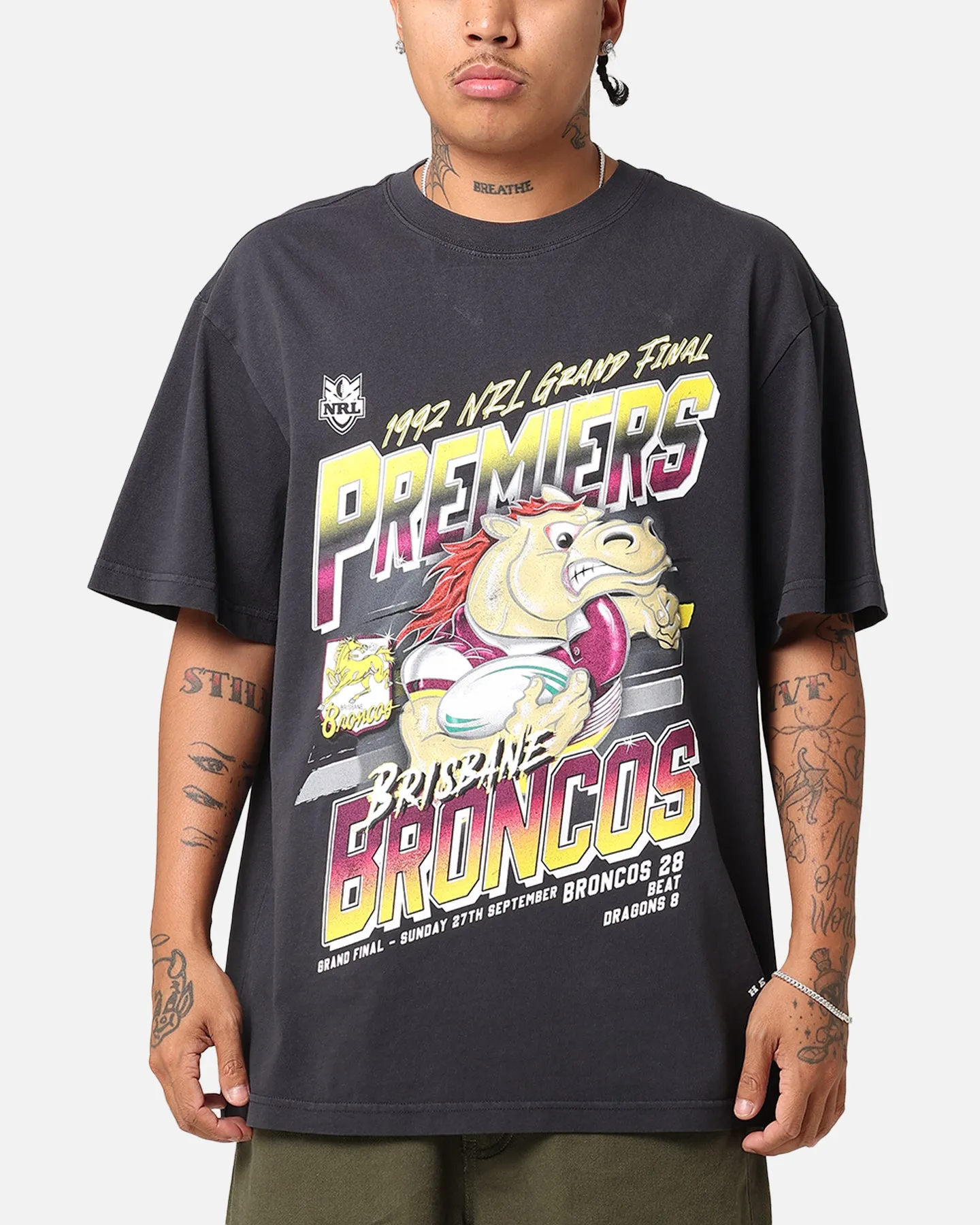 Mitchell & Ness Brisbane Broncos 1992 Grand Final T-Shirt Faded Black sold by Culture Kings