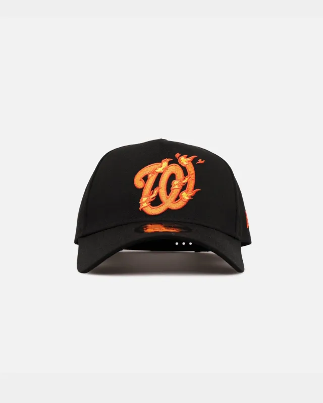 New Era Washington Nationals 'Black Flame' 9FORTY A-Frame Snapback Black/Flame sold by Culture Kings