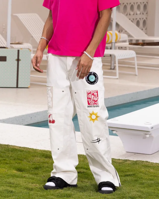 Loiter Patchwork Double Knee Pants Off White sold by Culture Kings