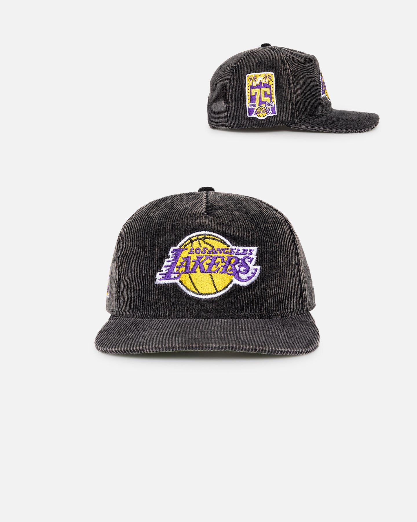 New Era Los Angeles Lakers 'Washed Corduroy Golfer' Pre-Curved Golfer Snapback Washed Black sold by Culture Kings