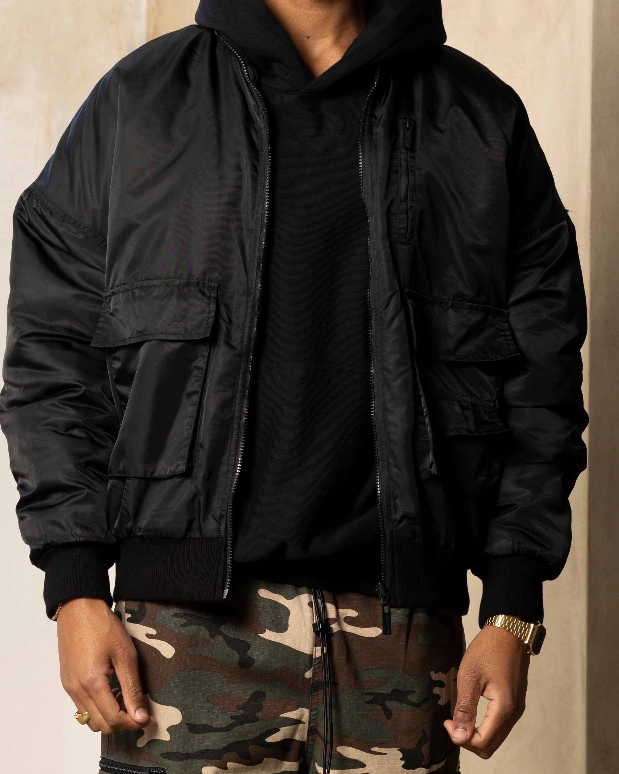 Carre Superior Oversized Bomber Jacket Black sold by Culture Kings product image thumbnail 3