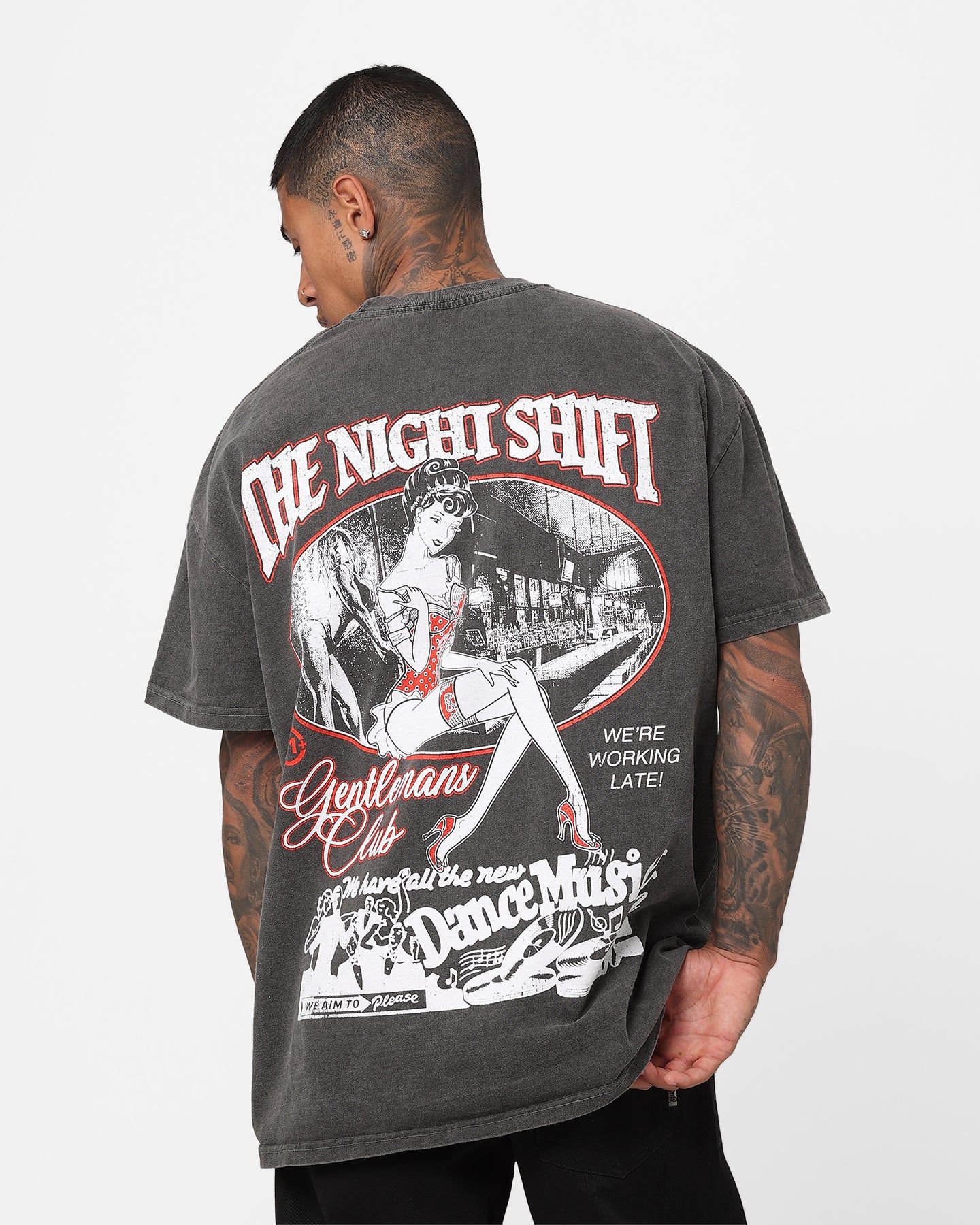 The Night Shift Gentleman's Club Heavyweight Vintage T-Shirt Black Wash sold by Culture Kings