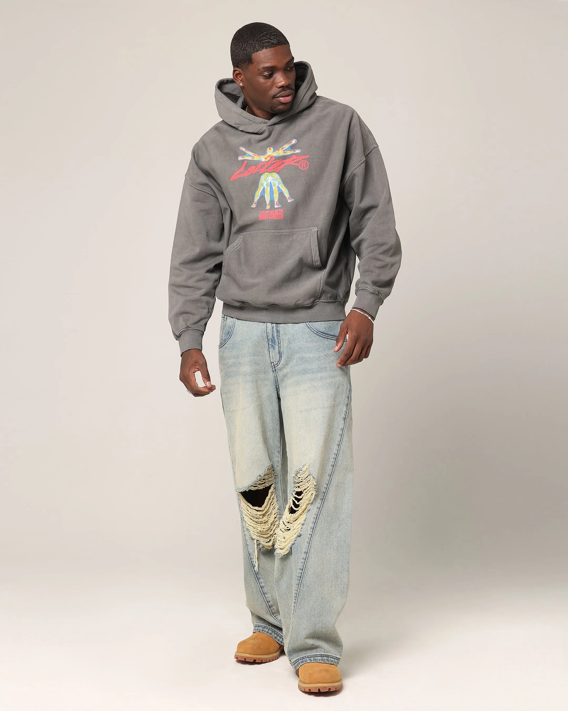 Loiter Human Condition Hoodie Washed Charcoal sold by Culture Kings product image thumbnail 3
