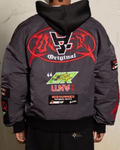 Loiter X The Anti Order Racer Bomber Jacket Charcoal sold by Culture Kings