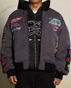 Loiter X The Anti Order Racer Bomber Jacket Charcoal sold by Culture Kings