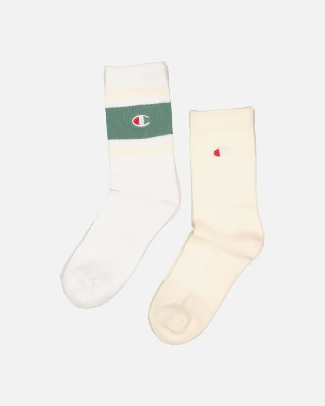 Champion Lifestyle Mixed Crewcut Socks 2 Pack White/Vert Jade sold by Culture Kings