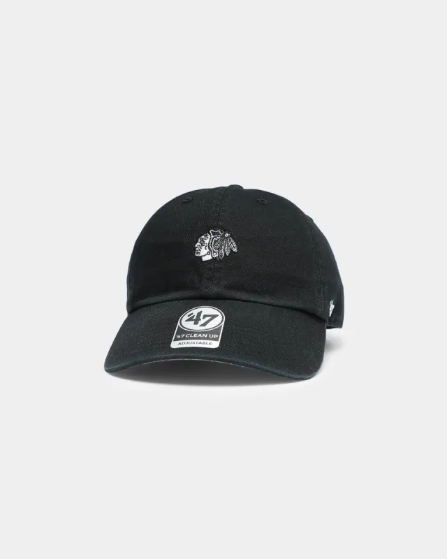 47 Brand Men's Chicago Blackhawks Clean Up Strapback Black sold by Culture Kings