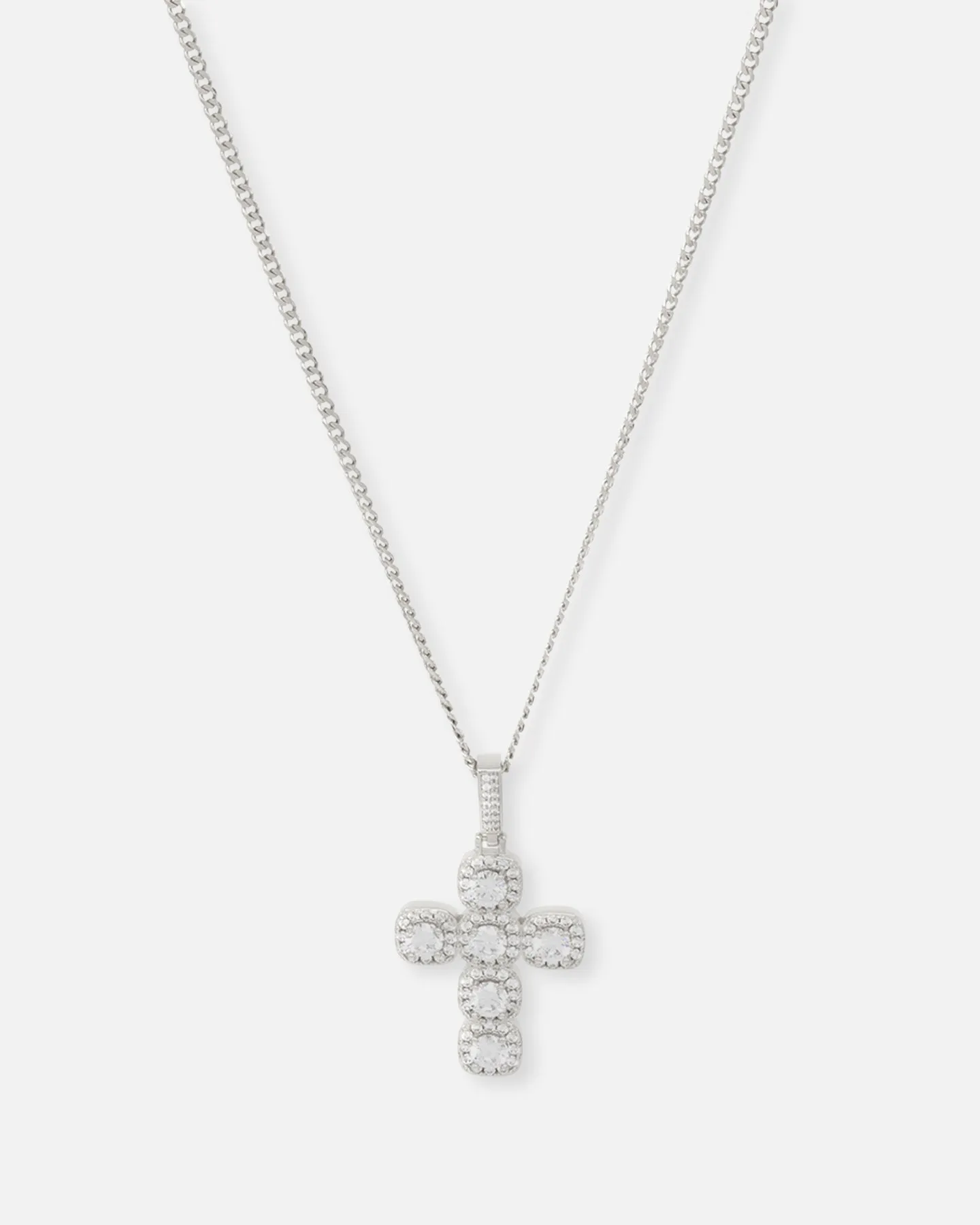 Saint Morta Iced Cushion Cross Pendant Iced White Gold sold by Culture Kings