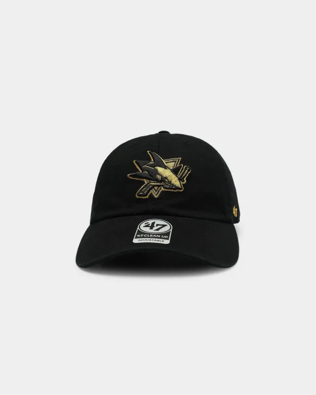 47 Brand San Jose Sharks Clean Up Strapback Black/Gold sold by Culture Kings