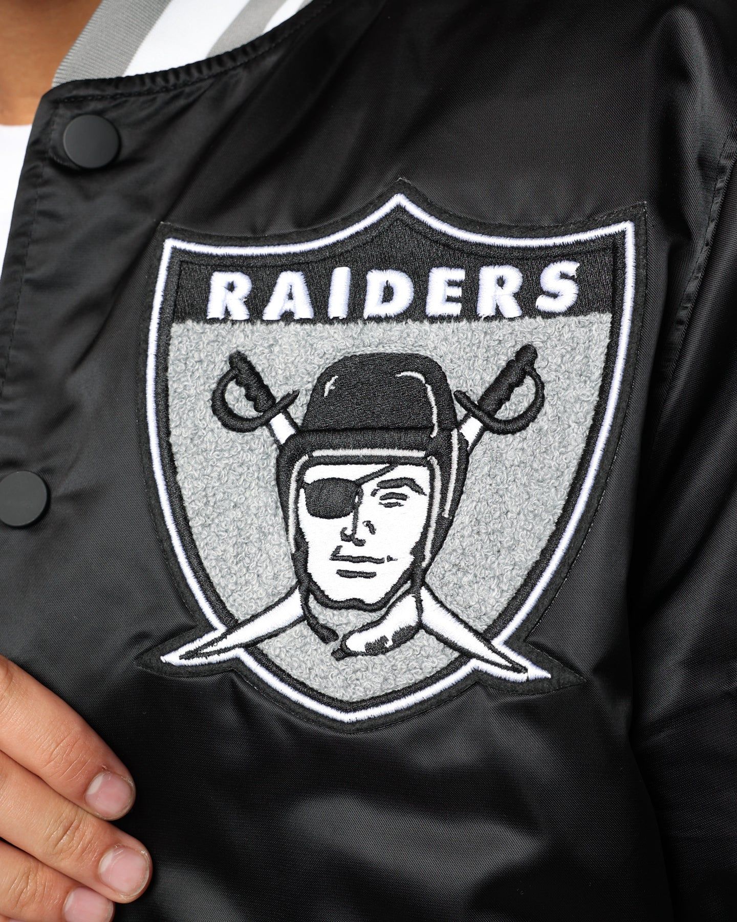 Pro Standard Las Vegas Raiders Satin Varsity Jacket Black/Grey sold by Culture Kings product image thumbnail 11
