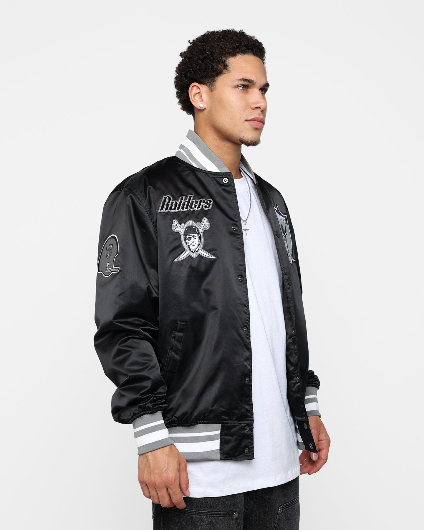 Pro Standard Las Vegas Raiders Satin Varsity Jacket Black/Grey sold by Culture Kings product image thumbnail 6